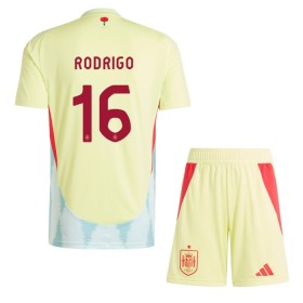Virallinen pelipaita Espanja Rodrigo 16 Vieras Euro 2024 Lyhythihainen - Lasten ( + Lyhyet housut )